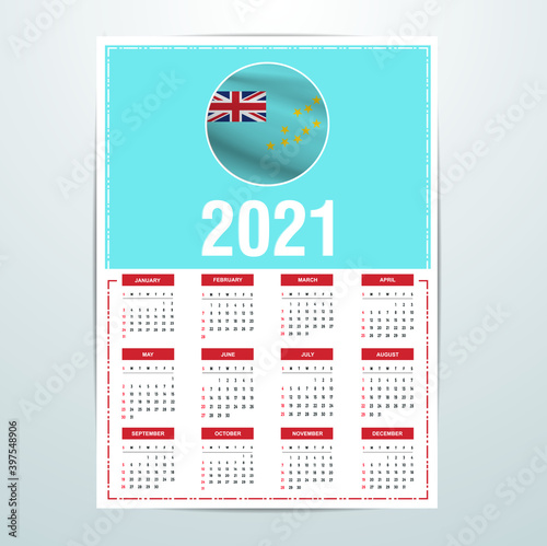 New Caledonia Calendar 2021- Country Flag Banner - Happy New Year