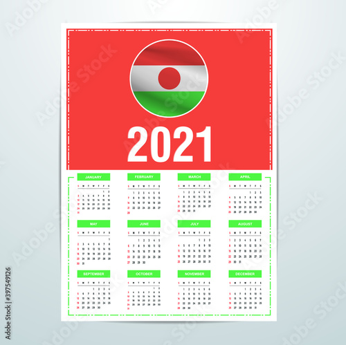 Niger Calendar 2021- Country Flag Banner - Happy New Year