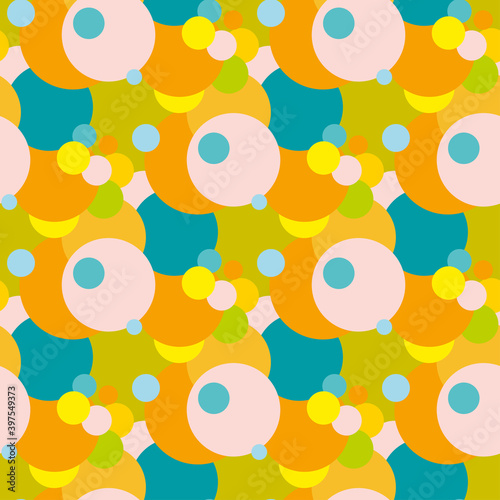 Abstract vector seamless pattern of multicolored circles
