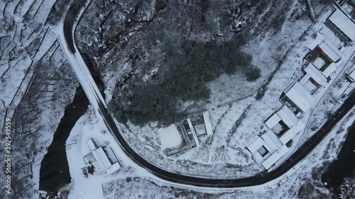 Aerial photography of the snow scene in the suburbs of Beijing
