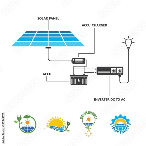 solar panel work concept vector illustration design