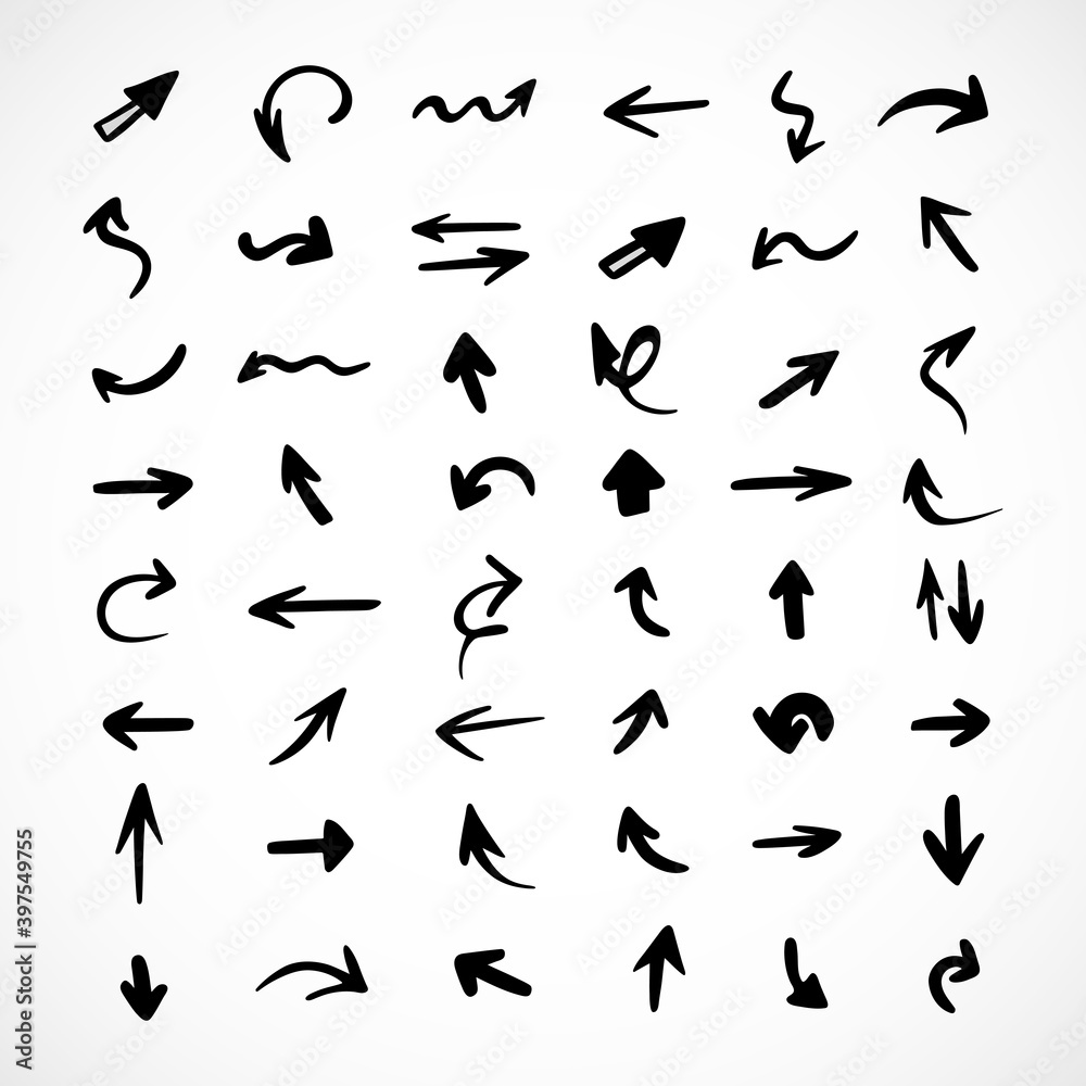Vector set of hand-drawn arrows, elements for presentation Vector set of hand-drawn arrows, elements for presentation