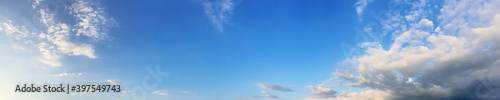 Panorama sky with cloud on a sunny day. Beautiful cirrus cloud.