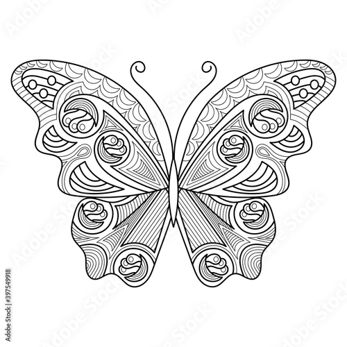 Canvas Print Butterflies for adult and older children anti stress coloring pages in line art style