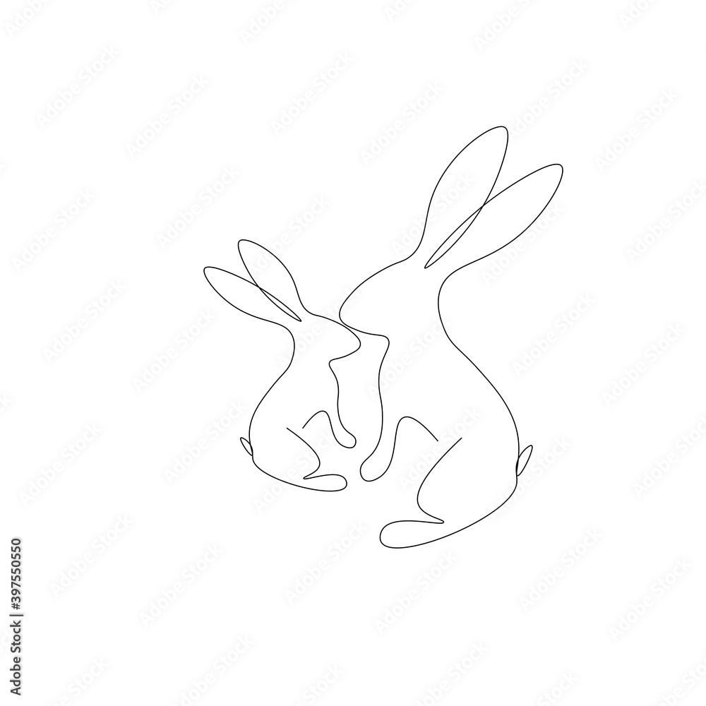 Bunny animal line drawing, vector illustration Bunny animal line drawing, vector illustration