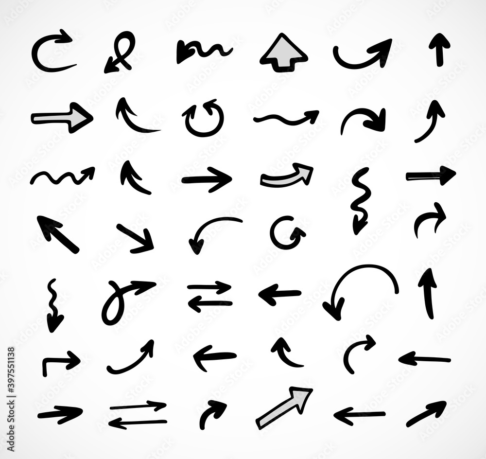 Vector set of hand-drawn arrows, elements for presentation Vector set of hand-drawn arrows, elements for presentation