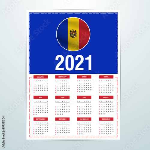 Moldova Calendar 2021- Country Flag Banner - Happy New Year