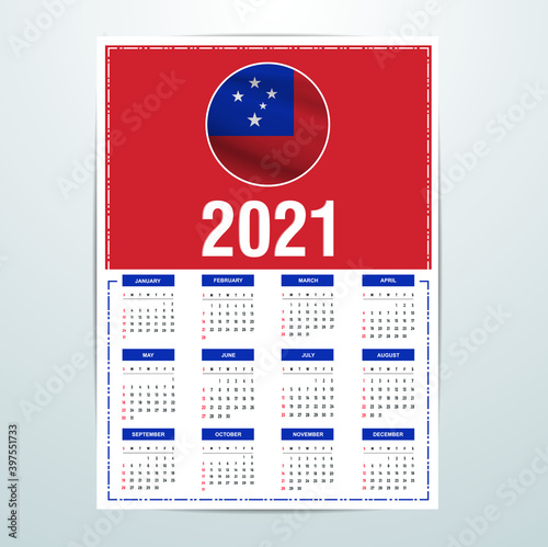 Samoa Calendar 2021 - Flag Banner - Happy New Year