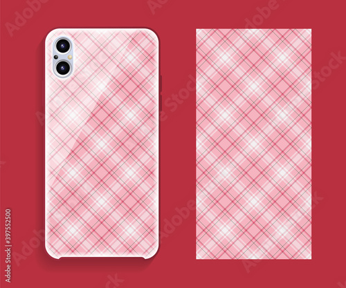 Smartphone cover design vector mockup. Template geometric pattern for mobile phone back part. Flat design.