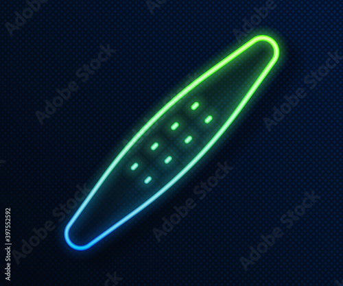 Glowing neon line Nail file pet icon isolated on blue background. Professional treatment at home grooming for pet. Vector.