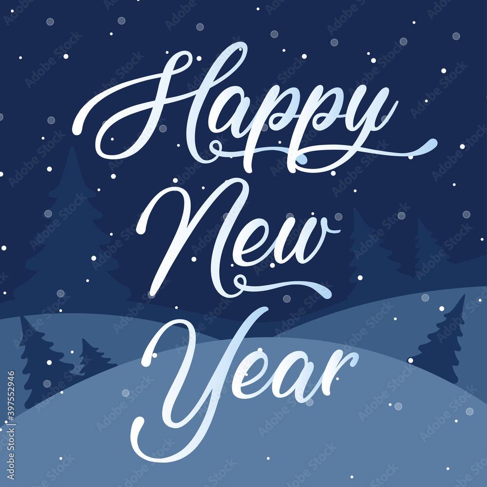 Vector New year 2021 background with tree and snow Postcard, splash screen Vector New year 2021 background with tree and snow Postcard, splash screen
