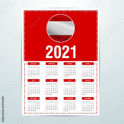 Tahiti Calendar 2021- Country Flag Banner - Happy New Year