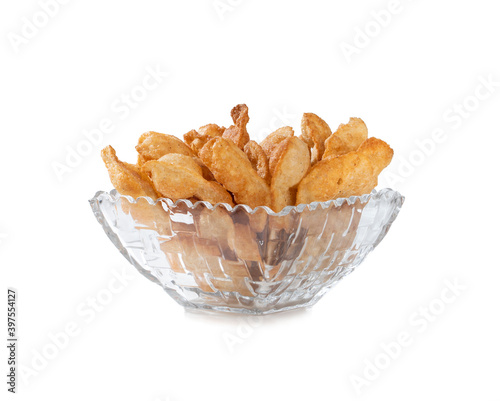 Indian Traditional Street Snack Puri or Gol Gappa on White Background