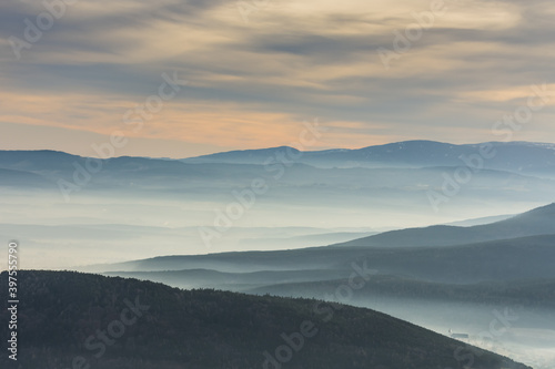 dense ground fog and different shades from mountains © thomaseder