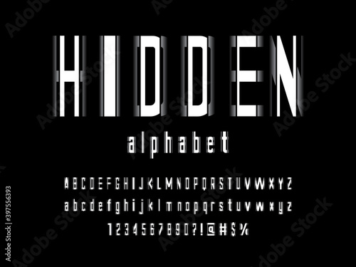 Vector of modern abstract alphabet design with uppercase, lowercase, numbers and symbols