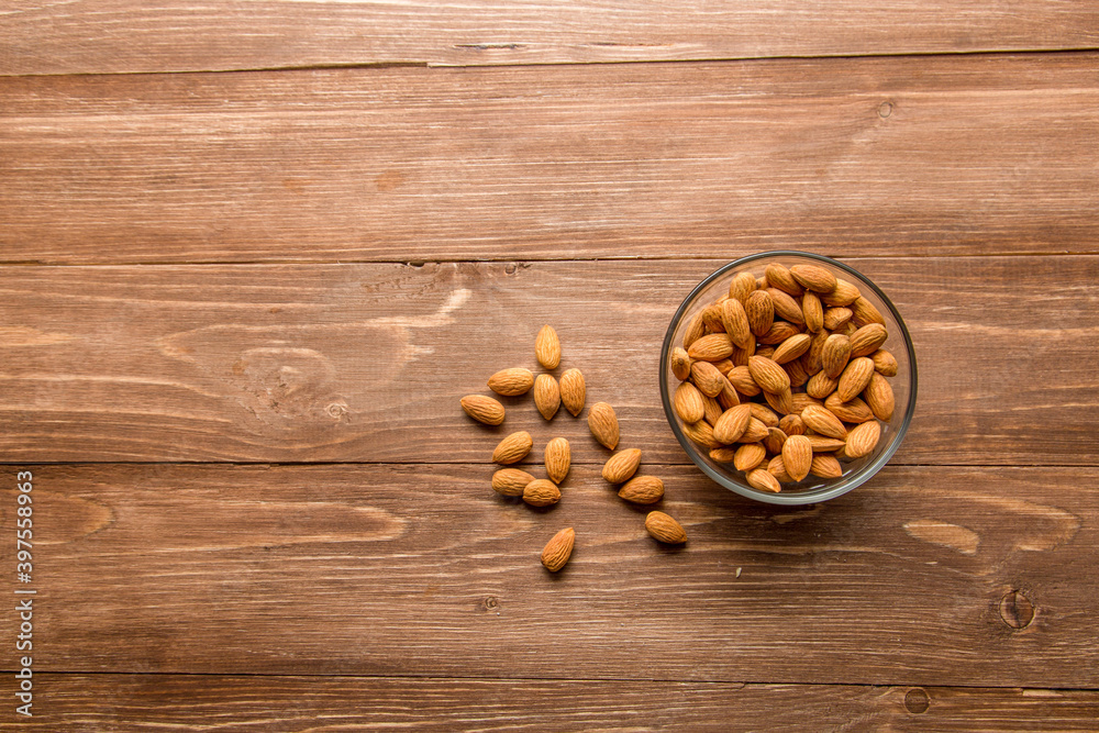 Almonds in a glass Cup on the table Almonds in a glass Cup on the table