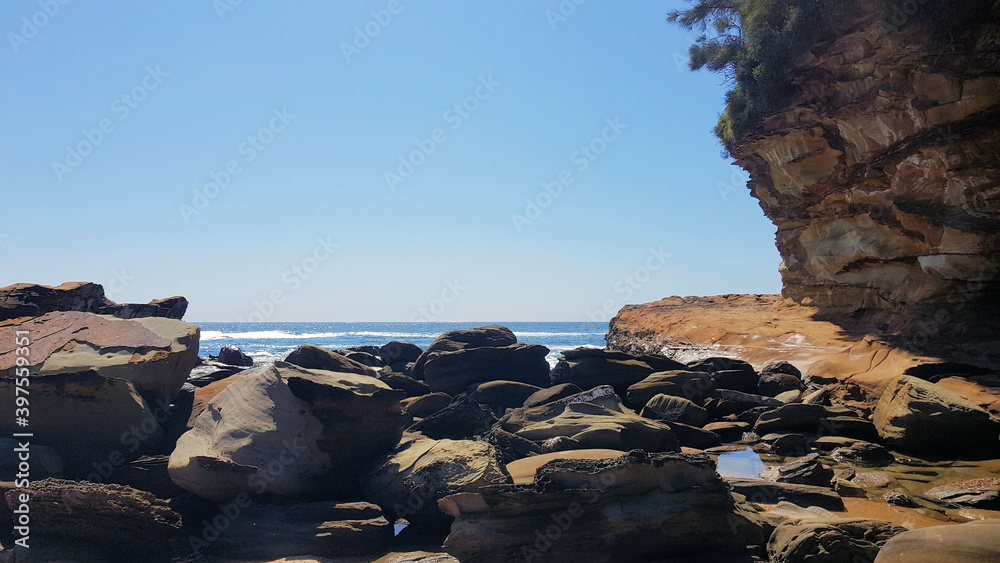 Rocks on the Shore at the Rock Platform Avoca New South Wales Australia