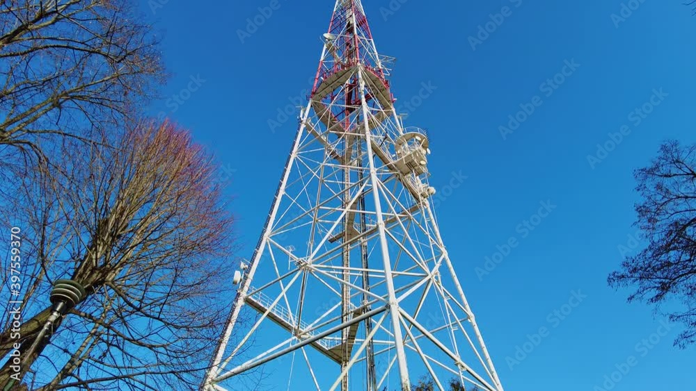 TV tower. Tower with antennas for cellular phone communication Lviv, Ukraine TV tower. Tower with antennas for cellular phone communication Lviv, Ukraine