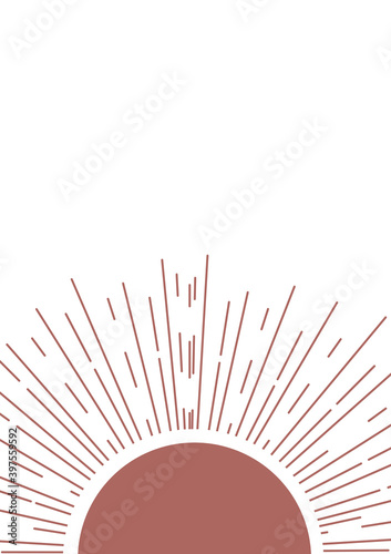 Stylized sun in shade of brown color. Beautiful image