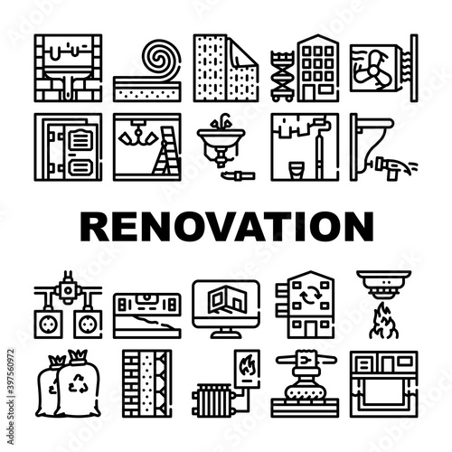 Home Renovation Repair Collection Icons Set Vector