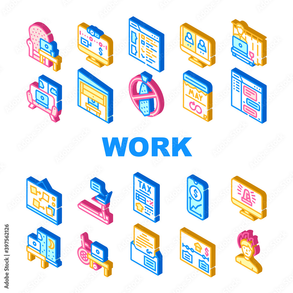 Remote Work From Home Collection Icons Set Vector Remote Work From Home Collection Icons Set Vector