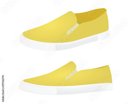 Yellow loafer shoes. vector illustration