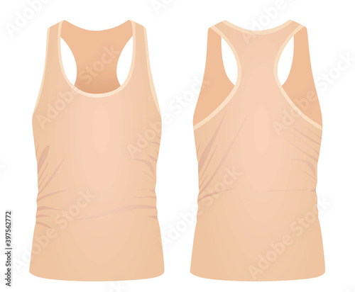Brown sleeveless t shirt. vector illustration