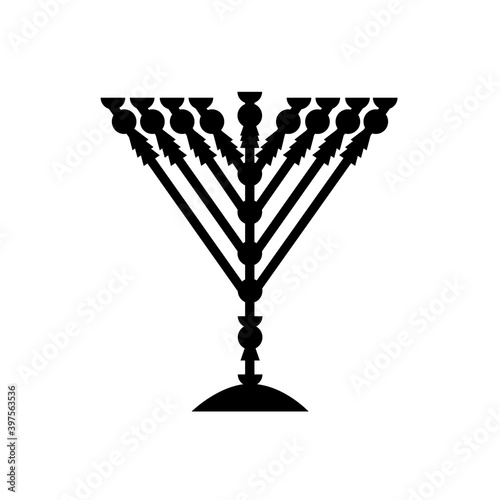 Diagonal menorah according to the Chabad and Rambam method
A Lamp of the Jewish holiday Hanukkah
Black flat vector silhouette