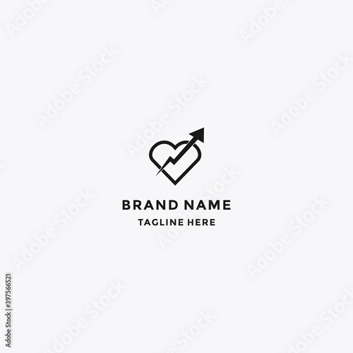 Heart with arrow logo icon. Valentines day vector line logo icon , Cupid dart pierced to the heart