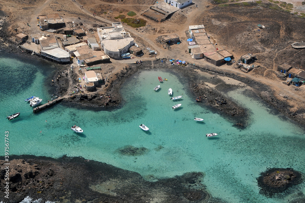 Foto aérea de la isla de Lobos en Canarias, España