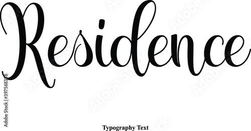 Residence Typography Text On White Background
