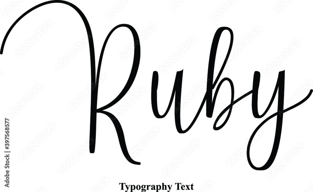 Ruby Cursive Typography Text on White Background Ruby Cursive Typography Text on White Background