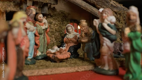 Holy night and Jesus Christ Nativity scene