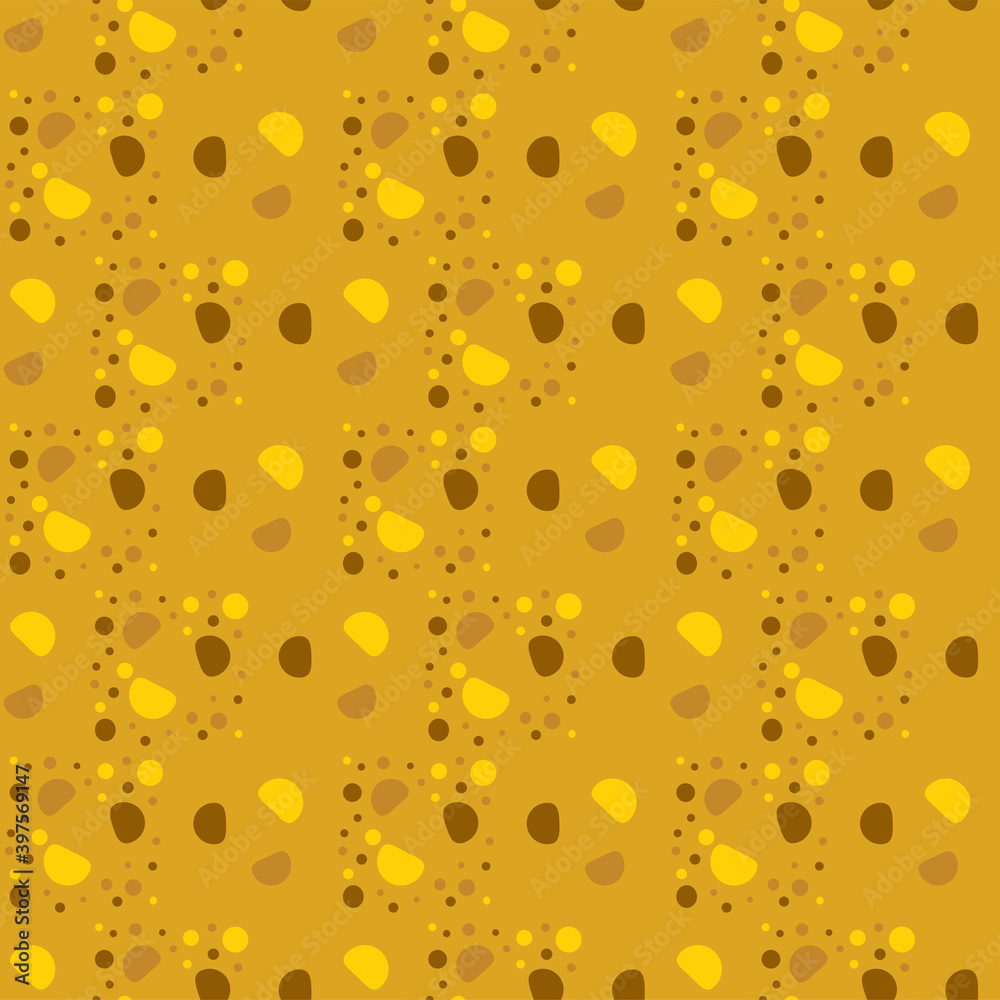 Fortuna gold geometric pattern of small, large circles and bubbles. Fortuna gold background with yellow, brown abstract Fortuna gold geometric pattern of small, large circles and bubbles. Fortuna gold background with yellow, brown abstract
