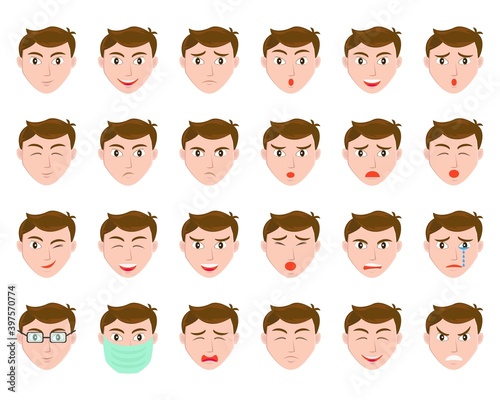 Illustration vector design of face expression male set template