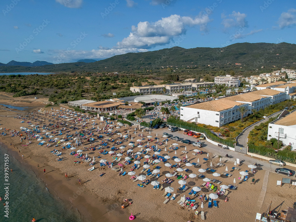 Beach Front Hotel In Corfu From The Air