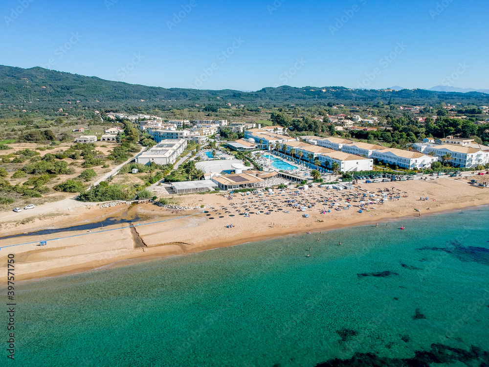 Birdseye View Of Beach Front Hotel In Corfu
