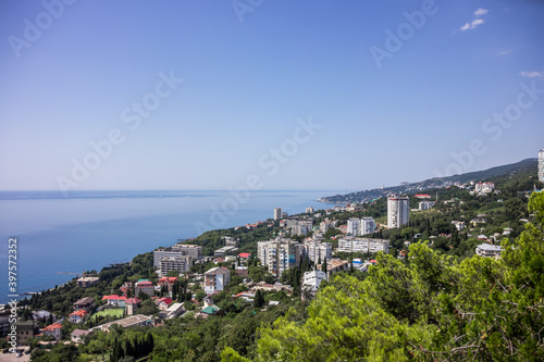 Crimea. Yalta. Beautiful palaces  green parks and cozy city streets.