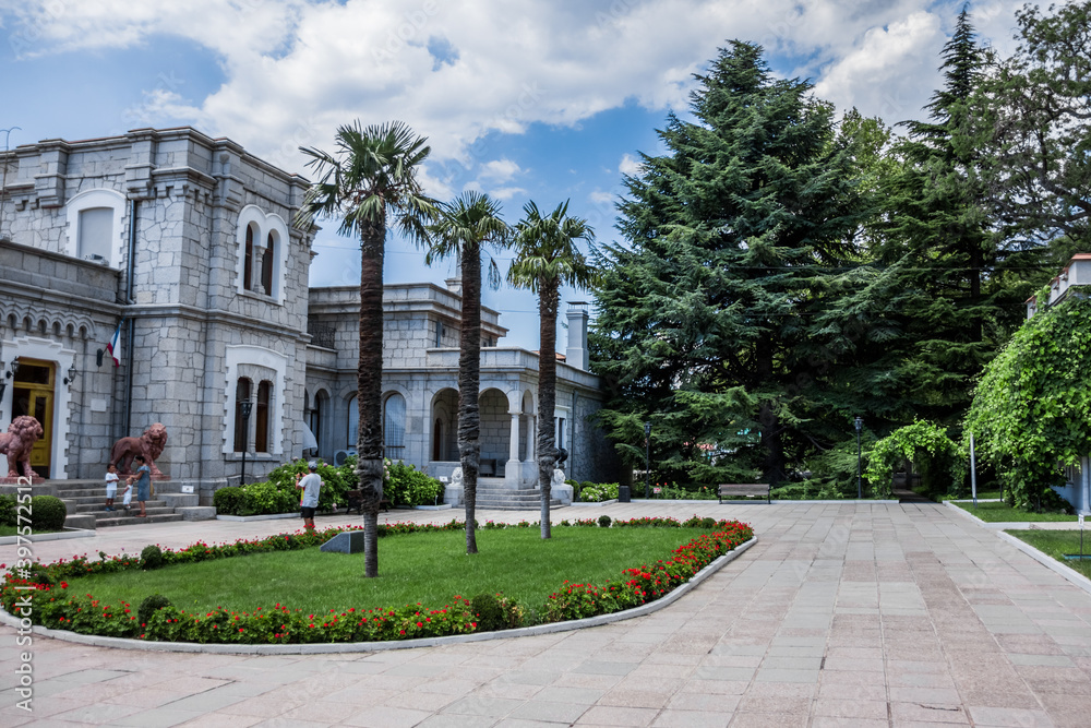 Crimea. Yalta. Beautiful palaces, green parks and cozy city streets.