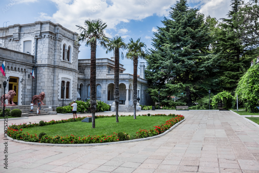 Crimea. Yalta. Beautiful palaces, green parks and cozy city streets.