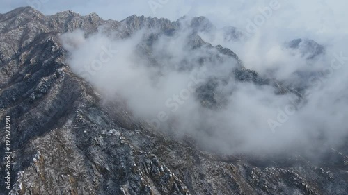 Aerial photography of the snow scene in the suburbs of Beijing