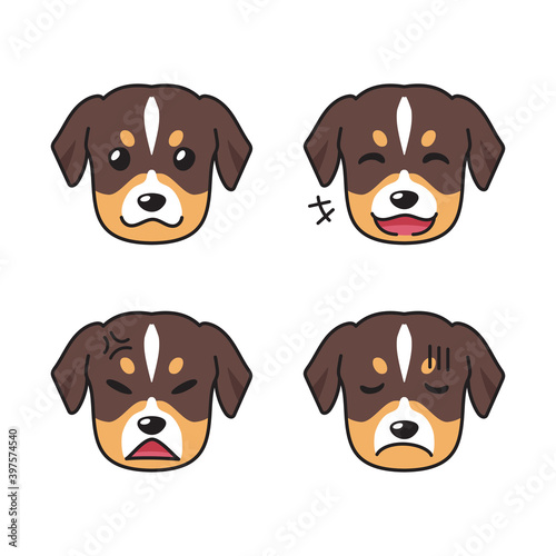 Set of dog faces showing different emotions for design.