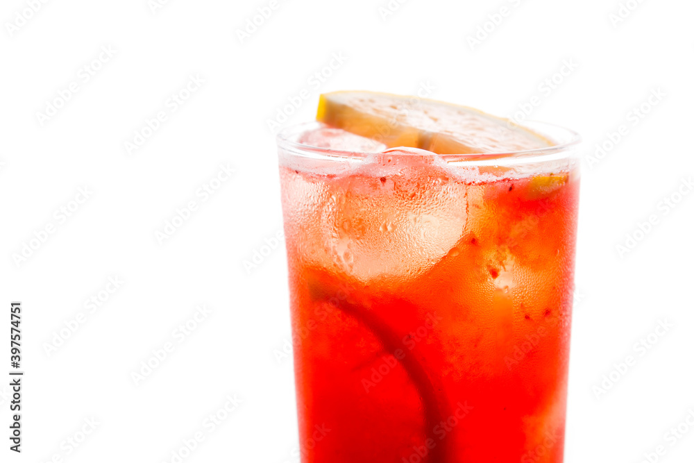red cocktail with lemon and ice red cocktail with lemon and ice