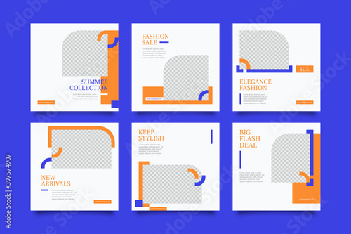 6 Editable square banner layout template. modern promotion square web banner for social media.
