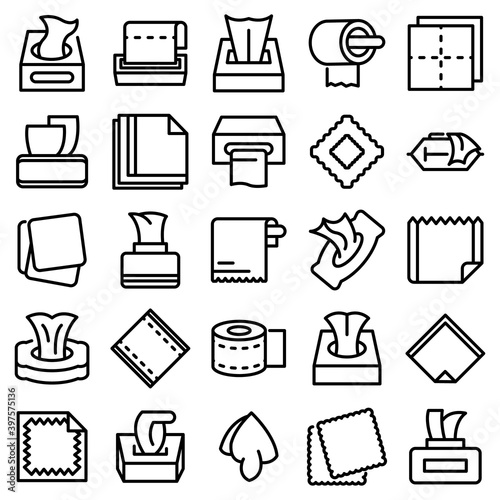Tissue icons set. Outline set of tissue vector icons for web design isolated on white background