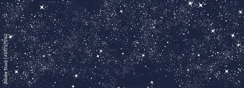 Night sky seamless pattern. Black and white surreal graphic. Magic universe art