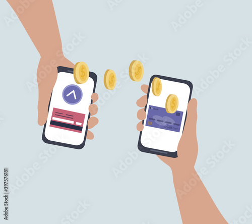 transfer of money online through bank mobile applications. payment via wireless smartphone. purchase of goods in an online store, credit wallet in a mobile. Safe and fast payments over the internet