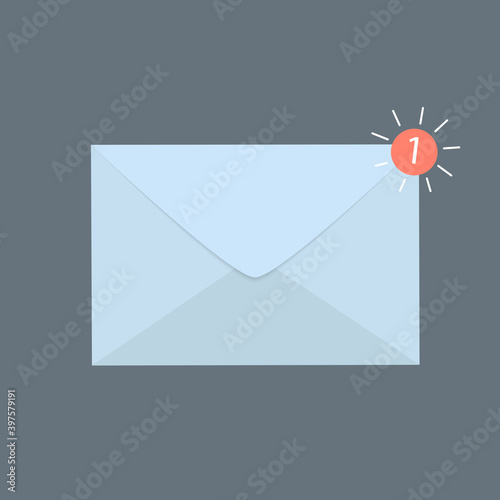 Envelope with new e-mail. Vector Illustration Icon
