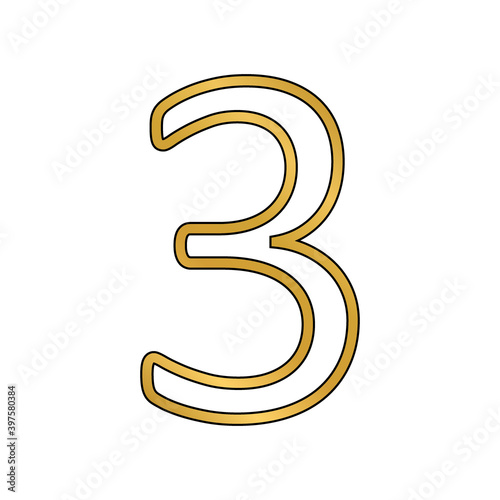 Gold number three symbol.
