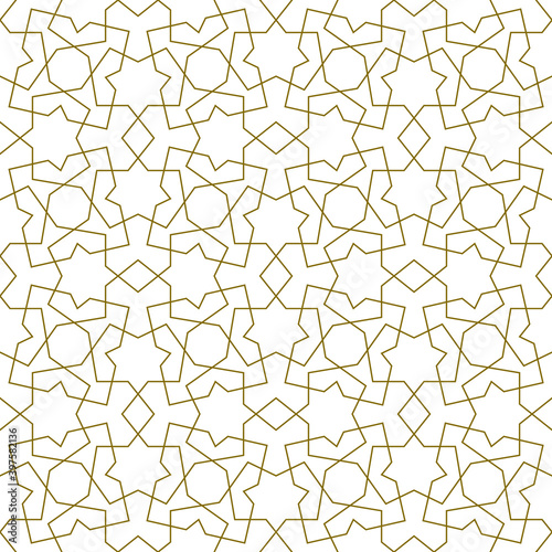 Background seamless pattern based on traditional islamic art.Brown color.